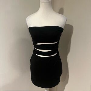 Prettylittlething Black Strapless Cutout Dress
